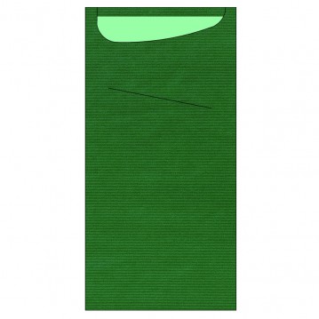 100 Pochettes papier Vertes avec serviette vertes