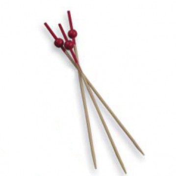 Piques bambou boule rouge 9 cm