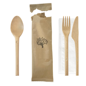 200 Kits couverts fibre de bois 4/1 (couverts+serv)